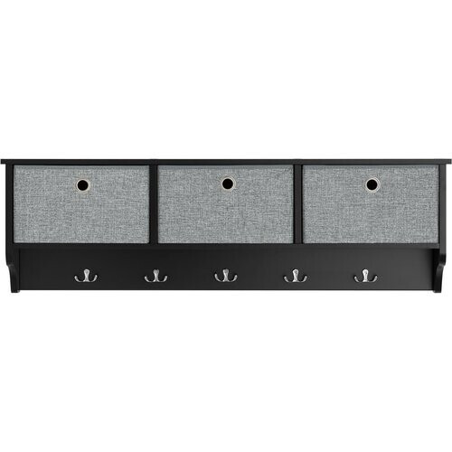 Tweedekans SoBuy Kapstok met Opbergrek - 3 Manden 5 Haken - Zwart Tweedehands