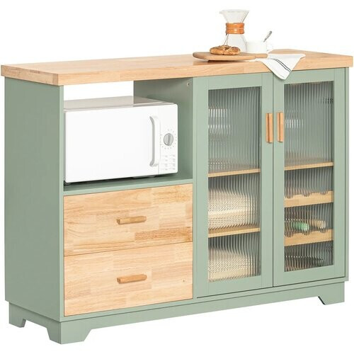 Tweedekans SoBuy Keukeneiland - FSB81-GR - Eikenhout & MDF - Max. 80kg - 120x40x90 - Groen Tweedehands