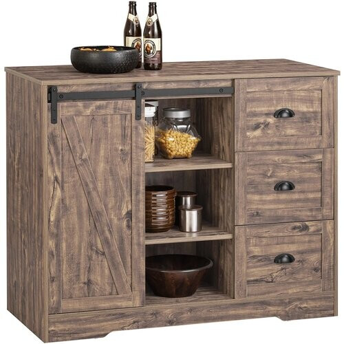 Tweedekans SoBuy Keukenkast - KNL08-N - MDF & BP-platen - Max. 110kg - 110x50x90cm - Bruin Tweedehands