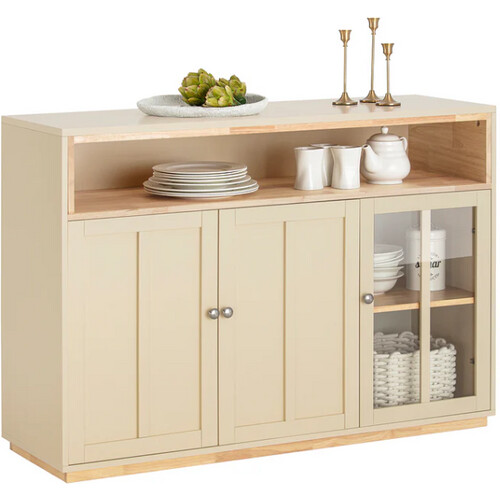 Tweedekans SoBuy Keukenkastje - 3 Deuren - Max. 70 kg - 120 x 40 x 85 cm - Beige Tweedehands