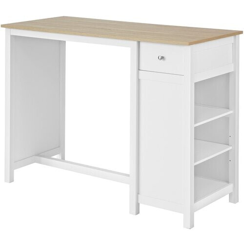 Tweedekans SoBuy Keukentafel met opbergplanken - 120 x 55 x 90 cm - Wit Tweedehands