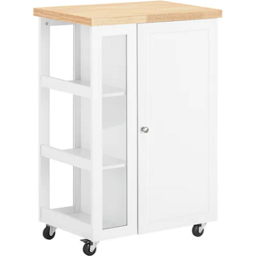 Tweedekans SoBuy - Keukentrolley - 1 Deur & 3 Planken - 60 x 90 x 40 cm - Wit Tweedehands