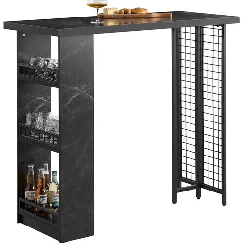 Tweedekans SoBuy Moderne Bartafel - Met Flessen en Glazenhouders - 120x50x105 cm - Zwart Tweedehands