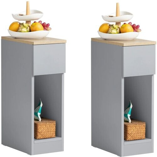 Tweedekans SoBuy Nachtkastjes - Bijzetkastjes - 1 uitschuifbare lade -Max. 20KG - 20 x 35 x 60 cm - Grijs Tweedehands