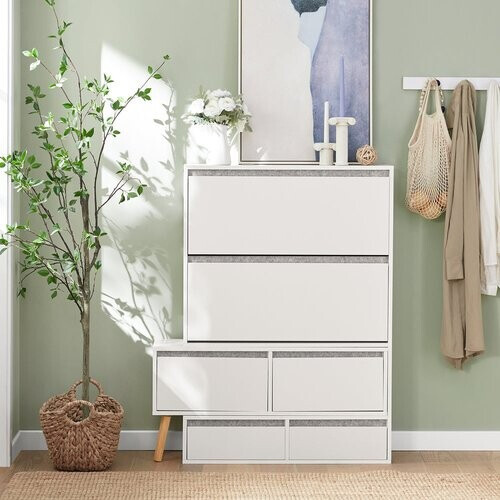 Tweedekans SoBuy Schoenen Opbergkast - Hout - Met 1 Verrijdbaar Schoenenbank - 124-92x24x126cm Tweedehands