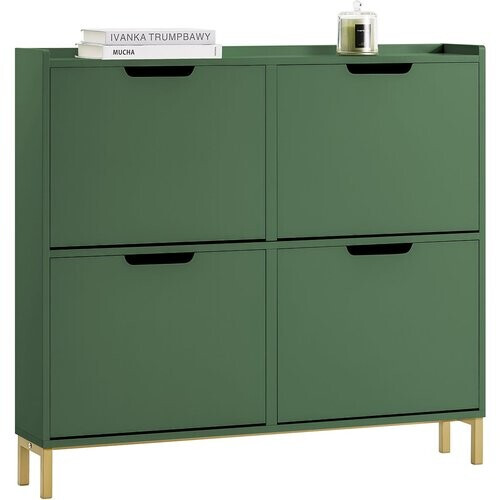 Tweedekans SoBuy Schoenenkast FSR100-SY - 4 Ladekleppen - 100 x 19 x 90 cm - Groen Tweedehands