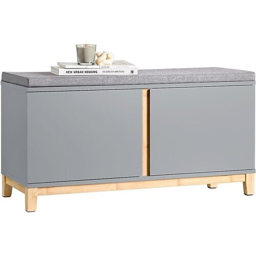Tweedekans SoBuy Schoenenkast - FSR117-HG - MDF & Bamboo - Max. 150Kg - 90x34x47cm - Grijs Tweedehands
