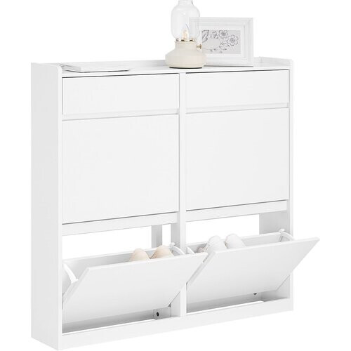 Tweedekans SoBuy Schoenenkast - FSR169-W - Incl. 4 kleppen - 98 x 95 x 19 cm - Wit Tweedehands