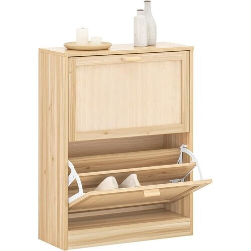 Tweedekans SoBuy Schoenenkast met 2 kleppen, schoenenkist, schoenenrek, schoenenopbergmeubel met 2 deuren, gangmeubel 60 x 24 x 80 cm, FSR160-N Tweedehands