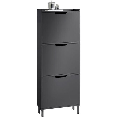 Tweedekans SoBuy Schoenenkast met 3 Kleppen - 50 x 19 x 129 cm - Antraciet Tweedehands