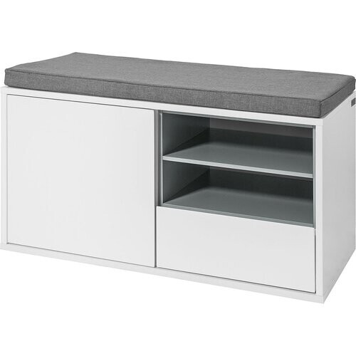 Tweedekans SoBuy Schoenenkast met Zitvlak - 86 x 43 x 20 cm - Wit/ Grijs Tweedehands