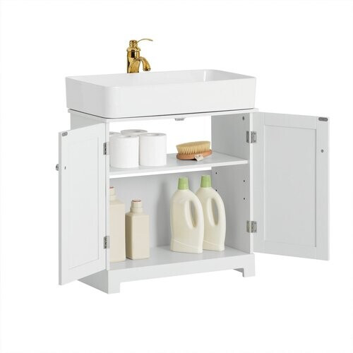 Tweedekans SoBuy Wastafel Onderkast - 2 Deurs - 60 x 60 x 29 cm - Wit Tweedehands