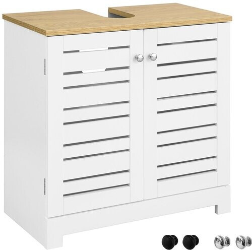 Tweedekans SoBuy Wastafelmeubel - 2 Laags - 2 Deurs - 60 x 30 x 59 cm - Wit Tweedehands