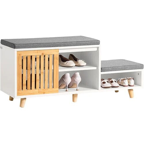 Tweedekans SoBuy Zitbank - Schoenenkast - Wit - 101x46x35cm - FSR125-WN Tweedehands