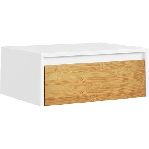 Tweedekans SoBuy Zwevend Nachtkastje met LED-verlichting - 1 Lade - Wit - 29x40x15 cm Tweedehands