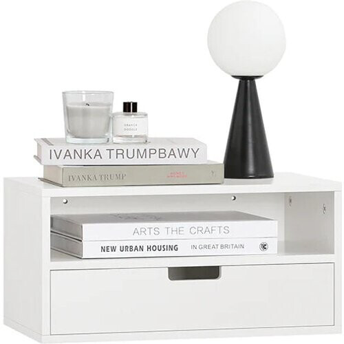 Tweedekans SoBuy - Zwevende Nachtkast - Wandkast - 45x22x25cm - Wit - NKD03-W Tweedehands