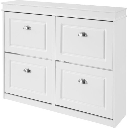 Tweedekans SoBuySchoenenkast - 4 Kleppen - 16 Paar schoenen - 105 x 83 x 24 cm - Wit Tweedehands