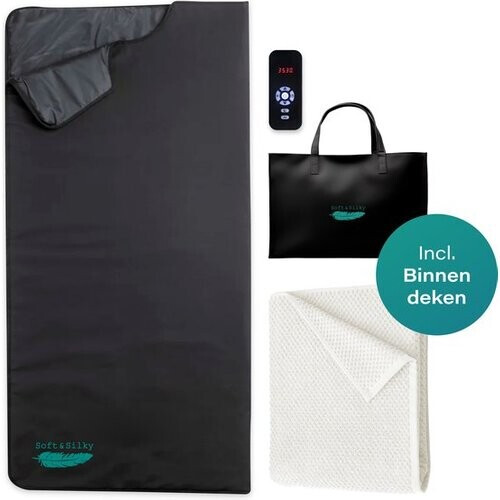 Tweedekans Soft & Silky - ComfortFlow Infrarood Deken - 35 tot 85º - Incl. Detox deken - Infrarood - Rood licht therapie - Sauna - Red Light Therapy - Lamp - Warmte - Elektrische - Deken - Voor spieren, fibromyalgie en gewrichten - Leer zwart Tweedehands