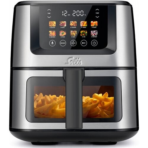 Tweedekans Solis Air Fry & Dry XL 8200 – Multifunctionele Heteluchtfriteuse – 7,5 L – 10 Programma’s – 40–230°C – Touchscreen & Binnenverlichting – Zilver Tweedehands
