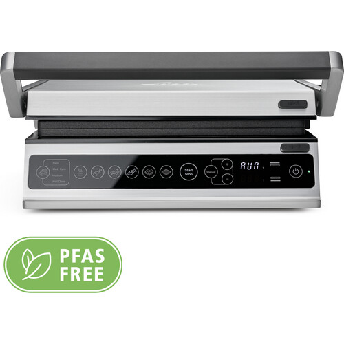 Tweedekans Solis Contact Grill Pro Tafelgrill - Grijs – 37 x 37 x 17 cm – 2000 W – PFAS-vrij – Uitklapbaar 180° Tweedehands