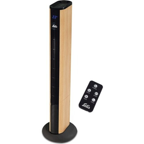 Tweedekans Solis Easy Breezy 757 Torenventilator - Ventilator Staand met Afstandsbediening - Timerfunctie - 44,8 dB - 91 cm Hoog - Wood Effect Tweedehands