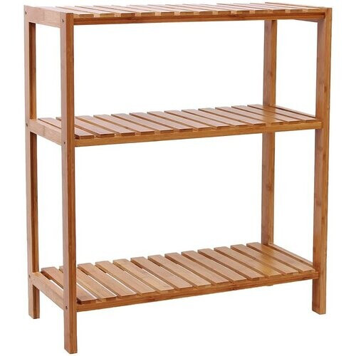 Tweedekans Songmics Bamboe Badkamerrek 3 Niveaus - 60 x 66 x 26 cm - Natuurkleur Tweedehands