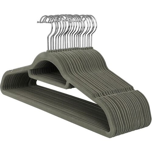 Tweedekans Songmics Fluwelen Kledinghangers 20 Stuks - Grijs - Antislip Ruimtebesparend Design Tweedehands