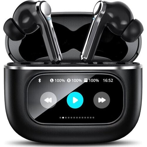 Tweedekans Soundtrex Display Draadloze Oordopjes - Bluetooth Oordopjes – Oortjes draadloos - Active Noise Cancelling - LED Display - Bluetooth 5.3 – Zwart Tweedehands