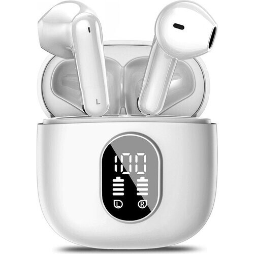 Tweedekans Soundtrex X-Pro Draadloze oordopjes - Bluetooth Oordopjes - Oortjes draadloos - Earpods - LED Display - Bluetooth 5.3 - Wit Tweedehands