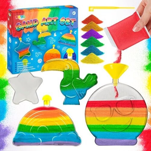 Tweedekans Speelzand Gekleurd Knutselen - Zandkunst - Zandspeelsets voor Kinderen - Gekleurd Zand met 4 Funny Bottles - Knutselen meisjes 6 jaar Tweedehands