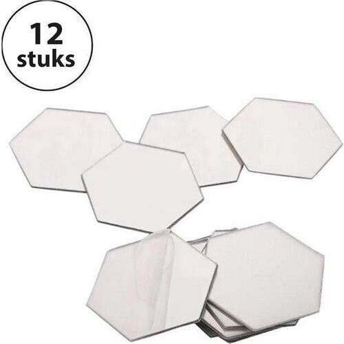 Tweedekans Spiegel Sticker Set - Wandspiegel - Spiegelsticker - Zilver - 12 stuks - Acryl - 70 x 40 x 80 mm - Decorsticker - Woonkamer Decoratie Spiegelende Sticker Tweedehands