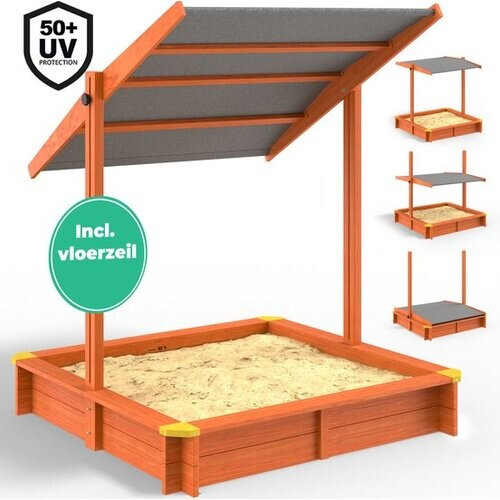 Tweedekans Spielwerk Zandbak - Hout Zonnedak UV 50+ Max - 140x140x120cm Tweedehands