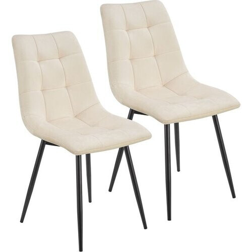 Tweedekans Stalen Eetkamerstoelen Blanca - Set van 2 - Beige - Fluweel Tweedehands