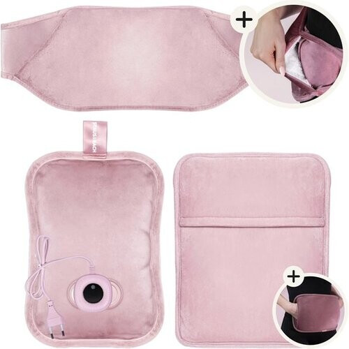 Tweedekans STAUS&BACH Bellune - Elektrische kruik met hoes - Warmwaterkruik met 3 warmtestanden (50°C tot 65°C) - 2 tot 10 uur Warm - Warmtekruik voor baby - Buikverwarmer, nekverwarmer en rugverwarmer - Menstruatie warmteband - Roze Tweedehands