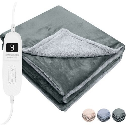 Tweedekans STAUS&BACH Elektrische deken 3XL - 2 persoons bovendeken - Dubbelzijdig Fleece Sherpa Warmtedeken - Antraciet grijs - 180x160 cm PowerNap Tweedehands