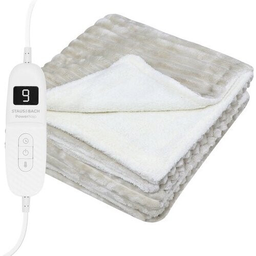 Tweedekans STAUS&BACH Elektrische deken 3XL - 2 persoons bovendeken - Dubbelzijdig Fleece Sherpa Warmtedeken - Beige - 180x160 cm PowerNap Tweedehands