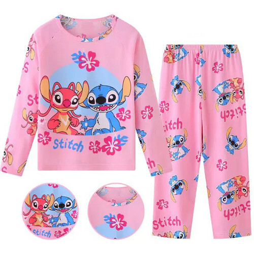 Tweedekans Stitch en Angel Disney Pyjama - Roze - Maat 12 - Katoen - Kindermaat Tweedehands