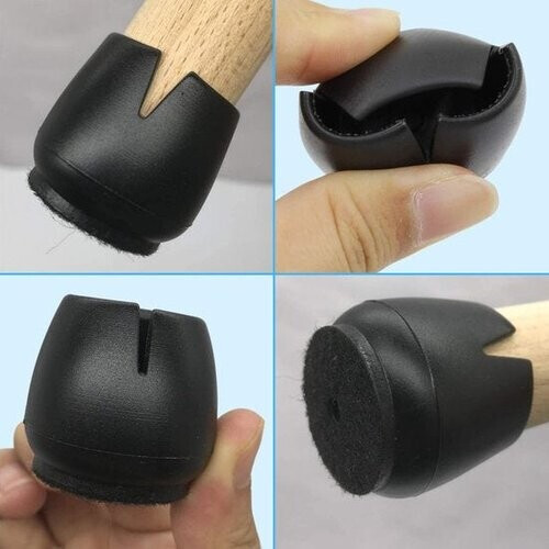 Tweedekans Stoelpoot Beschermers Vloerbeschermer Ø17-21 mm - Stoelpootdoppen Meubeldoppen 24 stuks - Ronde Stoeldoppen Vloerbeschermer Stoelen - Earkings Zwart Tweedehands