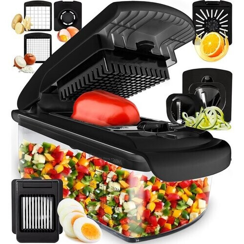 Tweedekans Stosh Mandoline - Groentesnijder - Uiensnijder - Spiraalsnijder - 7 Delig - BPA vrij - Zwart Tweedehands
