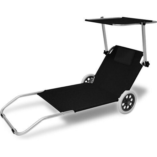 Tweedekans Strandstoel inklapbaar met wielen - Aluminium - Zwart Tweedehands