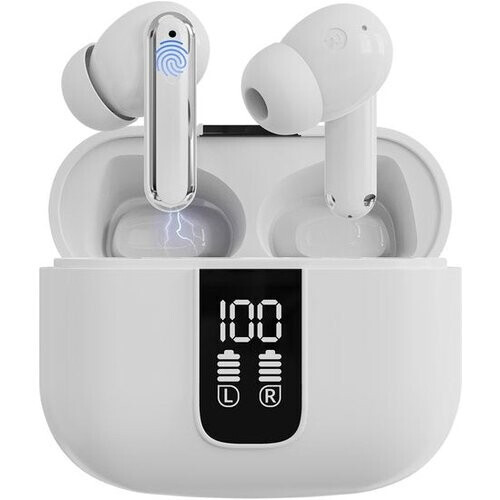 Tweedekans Strex Draadloze Oordopjes - Active Noise Cancelling - LED Display - Draadloze Oortjes Bluetooth - Oortjes Draadloos - Bluetooth 5.3 - Wit Tweedehands