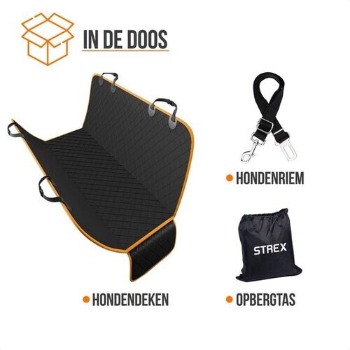 Tweedekans Strex Hondendeken Auto - Incl. Hondenriem En Opbergzak - Zwart - 137 x 147 CM Tweedehands