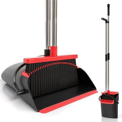 Tweedekans Strex Stoffer en Blik met Lange Steel - Verstelbaar 87-127cm - Ingebouwde Schoonmaaktanden Tweedehands