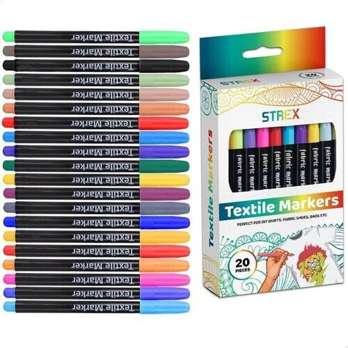 Tweedekans Strex Textielstiften - 20 stuks - Kleding stiften - Textielmarkers - Textiel Stiften Tweedehands
