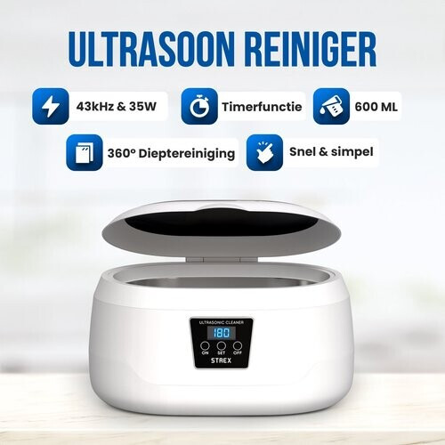 Tweedekans Strex Ultrasoon Reiniger 600ml - 360º - Ultrasone Reiniger - Reinigingsapparaat Voor Brillen / Sieraden / Horloge / Munten Tweedehands