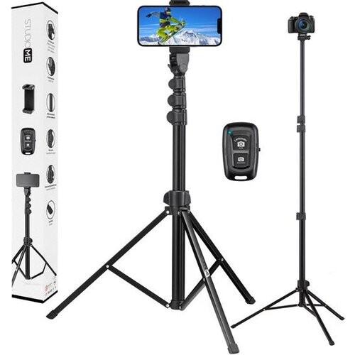 Tweedekans Studio ME Telefoon Statief - 170 cm - Tripod Smartphone - Zwart - Camera Statief - Telefoonhouder - Incl. Bluetooth Afstandsbediening - Tripod Iphone - Statief Telefoon Tweedehands