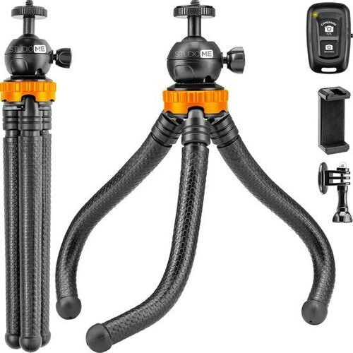 Tweedekans Studio ME Telefoon Statief - 25 cm - Tripod Smartphone - Flexibel - Camera Statief - Zwart - Gorillapod - Telefoonhouder - Incl. Bluetooth Afstandsbediening - Tripod Iphone - Statief Telefoon Tweedehands
