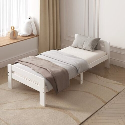 Tweedekans Sunny Olla Kinderbed – 200 x 90 – 205,5 x 98 x 61 cm – Peuterbed Meisjes en Jongens – FSC 100% Hout – Met Lattenbodem –Exclusief Matras – Wit Tweedehands