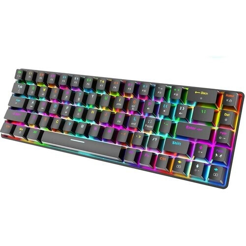Tweedekans T8 RGB Mechanisch 68Keys gaming toetsenbord - Windows/Mac game toetsenbord - Brown Switch - QWERTY - Mechanical Keyboard - Zwart Tweedehands