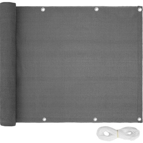 Tweedekans tectake - Balkonscherm, variant 2 grijs 75 cm - 402878 Tweedehands